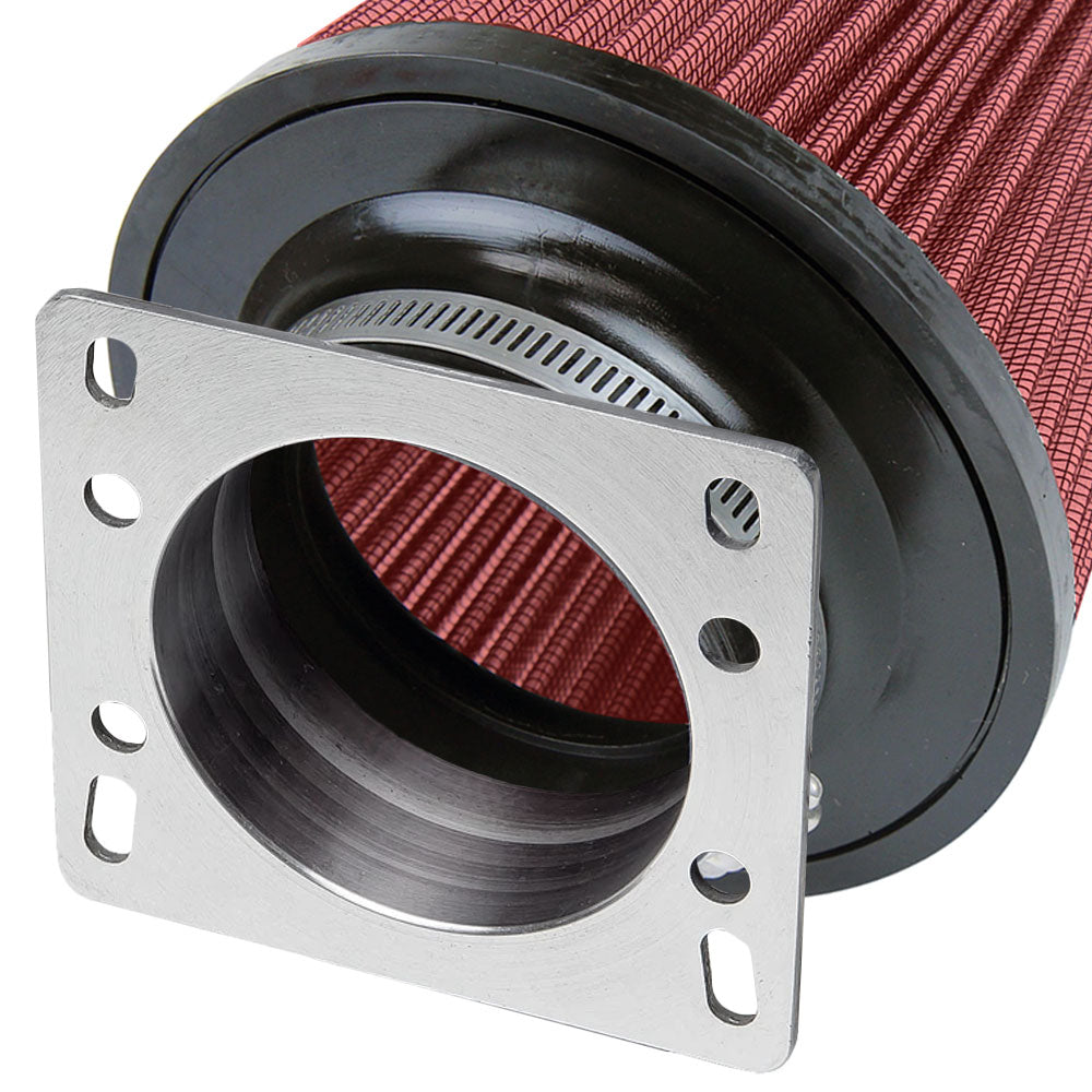 HPS 3" Universal Round Intake Air Filter Red HPS-4276-RED + 3" MAF Adapter