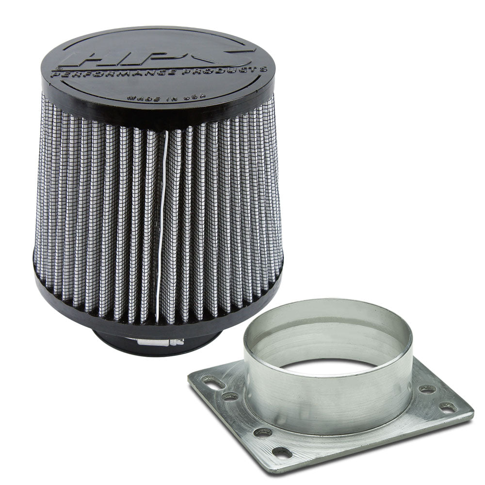 HPS 3" Universal Round Intake Air Filter 6.5" Length HPS-4276 + 3" MAF Adapter