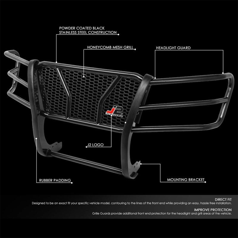 J2 Black Mild Steel Frame Full Front Grille Guard For 04-14 Chevrolet Colorado