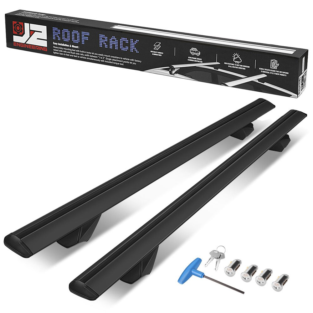 J2 38"-55" Adjustable Black Universal Top Roof Rack Cross Bar Raise Rail J2-RR-135-BK