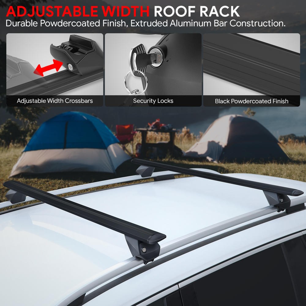 J2 38"-55" Adjustable Black Universal Top Roof Rack Cross Bar Raise Rail J2-RR-135-BK