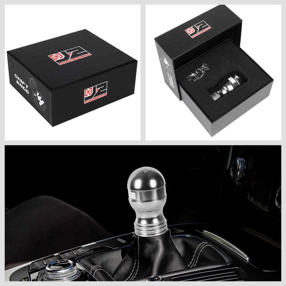 J2-SK-001-SL J2 Silver (Teardrop Shape) For 6-Speed Manual Shift Knob (M8/M10/M12 Adapter)