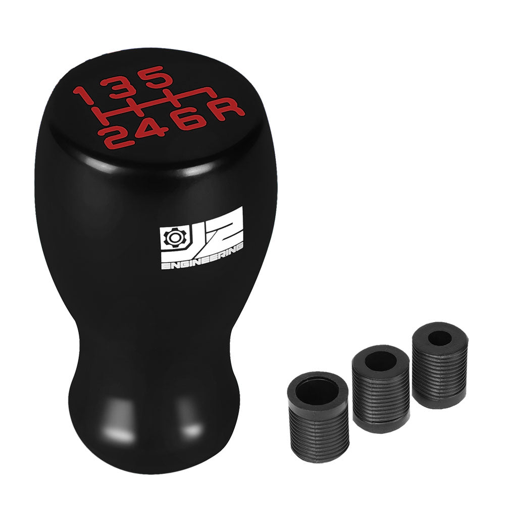 J2-SK-002-BK J2 Black (Flat Top Teardrop) For 6-Speed Manual Shift Knob (M8/M10/M12 Adapter)