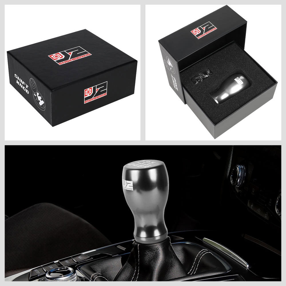 J2-SK-002-SL J2 Silver (Flat Top Teardrop) For 6-Speed Manual Shift Knob (M8/M10/M12 Adapter)