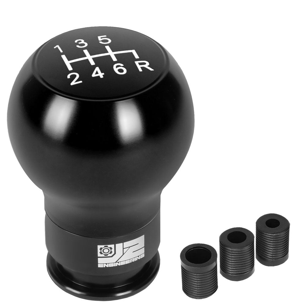 J2-SK-003-BK J2 Black (Teardrop Shape Design) For 6-Speed MT Shift Knob (M8/M10/M12 Adapter)