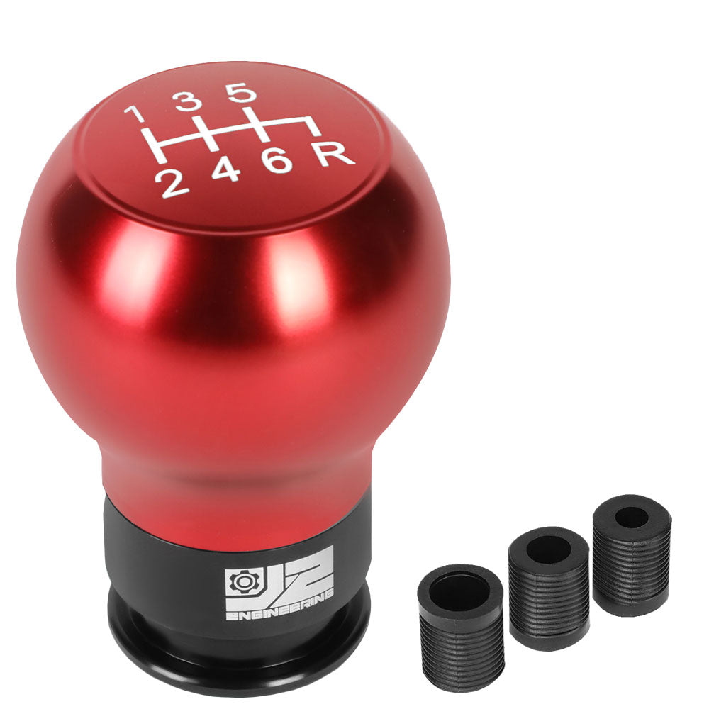 J2-SK-003-RD J2 Red (Teardrop Shape Design) For 6-Speed MT Shift Knob (M8/M10/M12 Adapter)