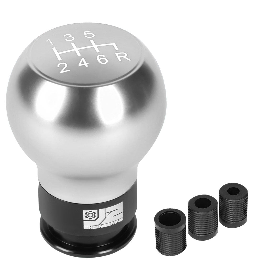 J2-SK-003-SL J2 Silver (Teardrop Shape Design) For 6-Speed MT Shift Knob (M8/M10/M12 Adapter)