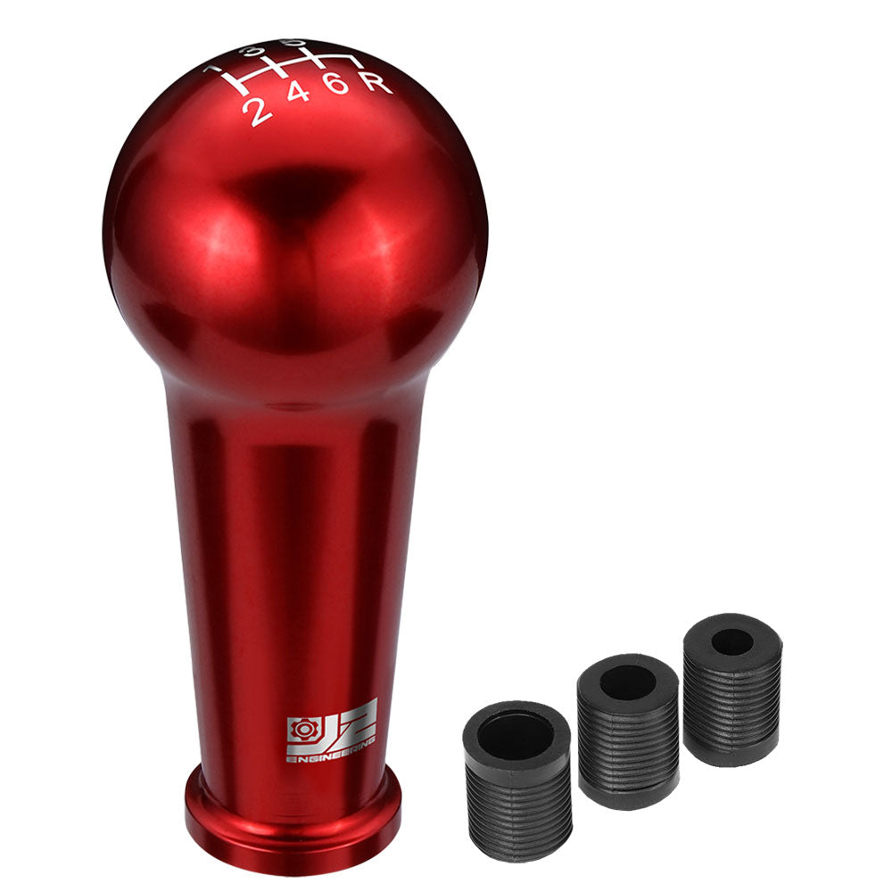 J2-SK-005-RD J2 Red (Ball Teardrop Style) For 6-Speed Manual Shift Knob (M8/M10/M12 Adapter)