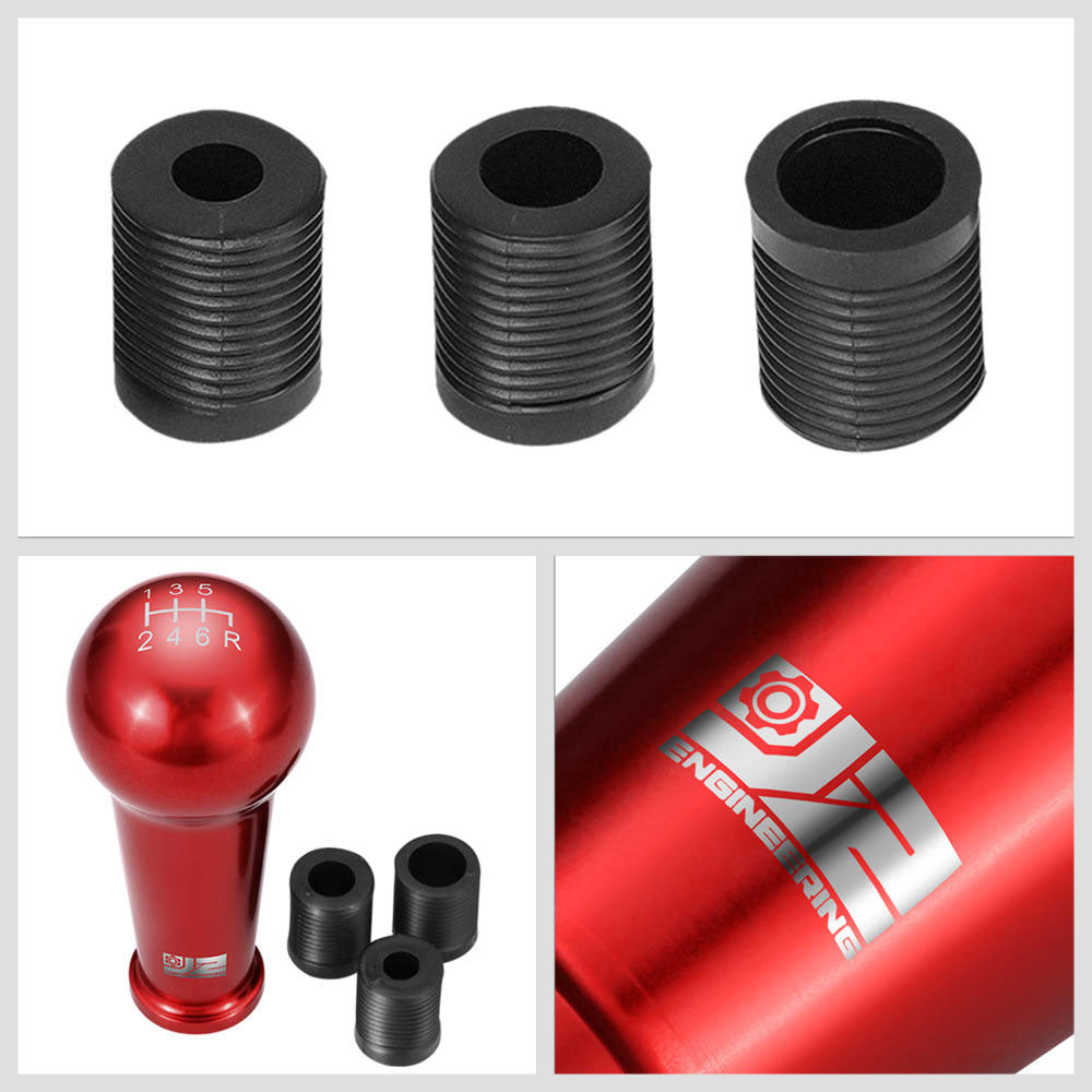 J2-SK-005-RD J2 Red (Ball Teardrop Style) For 6-Speed Manual Shift Knob (M8/M10/M12 Adapter)