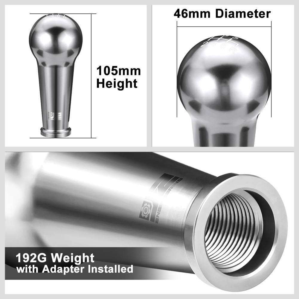 J2-SK-005-SL J2 Silver (Ball Teardrop Style) For 6-Speed MT Shift Knob (M8/M10/M12 Adapter)