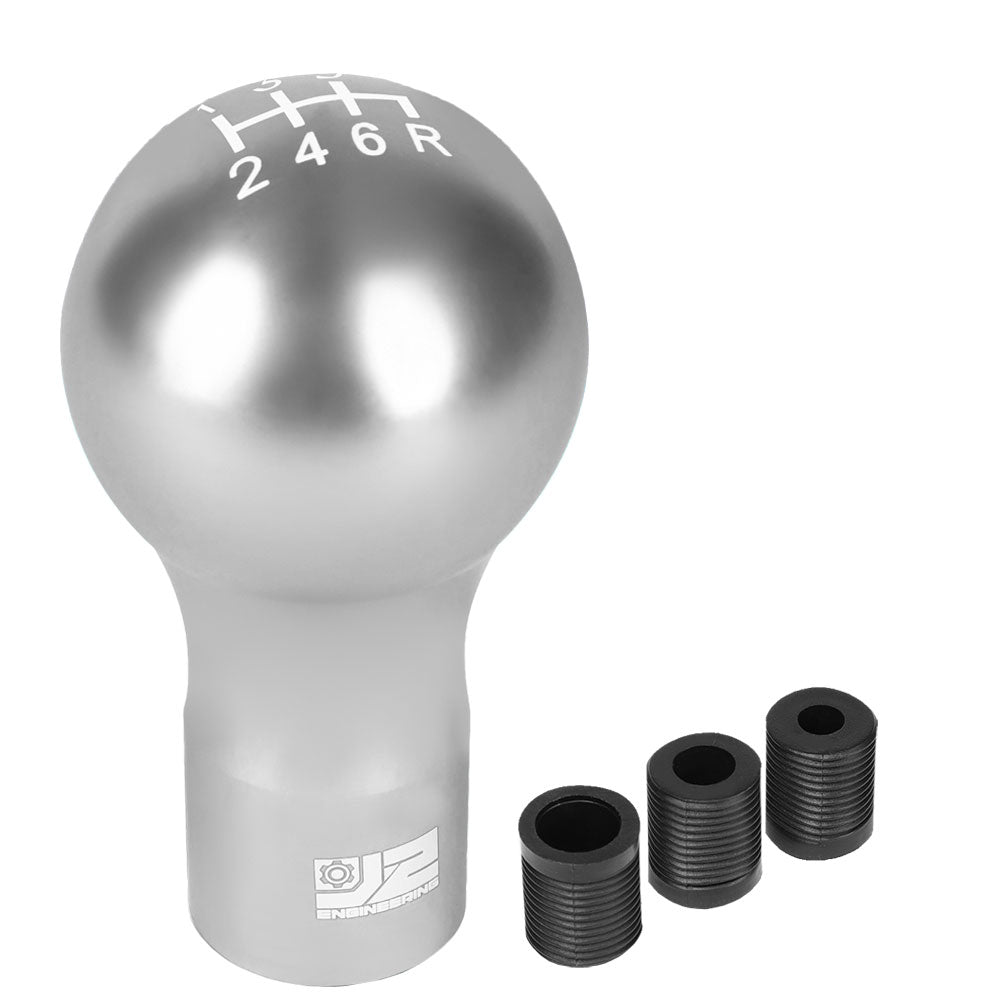 J2-SK-007-SL J2 Silver (Spherical Teardrop) For 6-Speed MT Shift Knob (M8/M10/M12 Adapter)