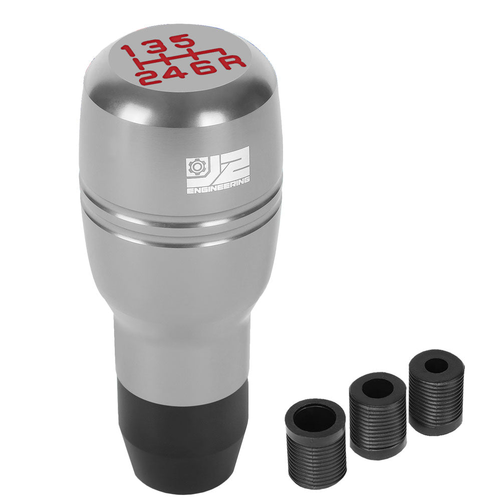J2-SK-008-SL J2 Silver (Barrel Cylindrical) For 6-Speed MT Shift Knob (M8/M10/M12 Adapter)