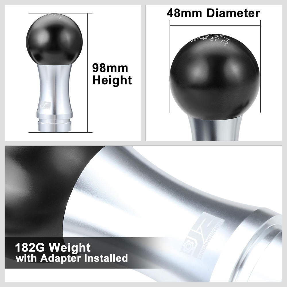 J2-SK-010-BK J2 Black (Ball Teardrop 2-Piece) For 6-Speed MT Shift Knob (M8/M10/M12 Adapter)