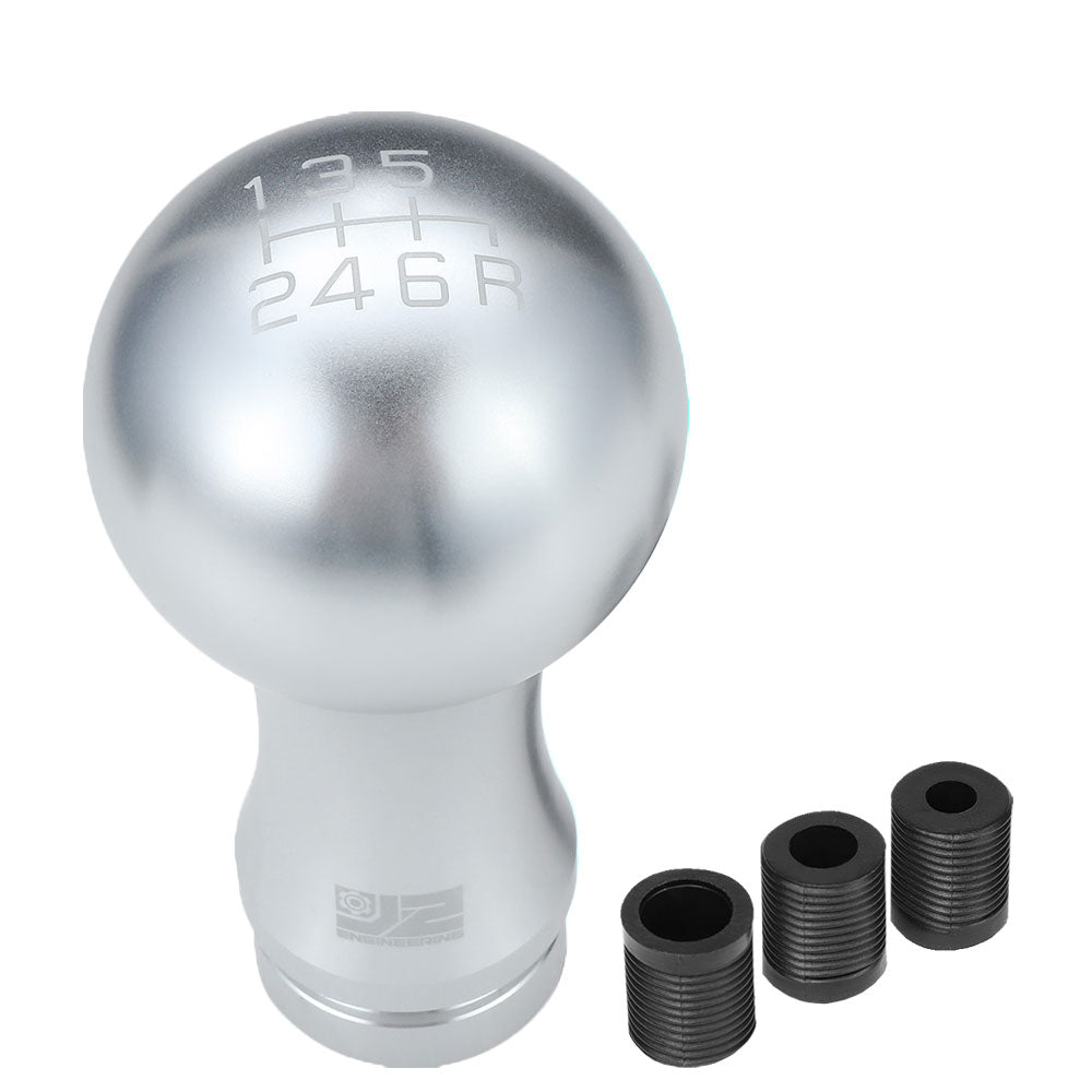 J2-SK-010-SL J2 Silver (Ball Teardrop 2-Piece) For 6-Speed MT Shift Knob (M8/M10/M12 Adapter)