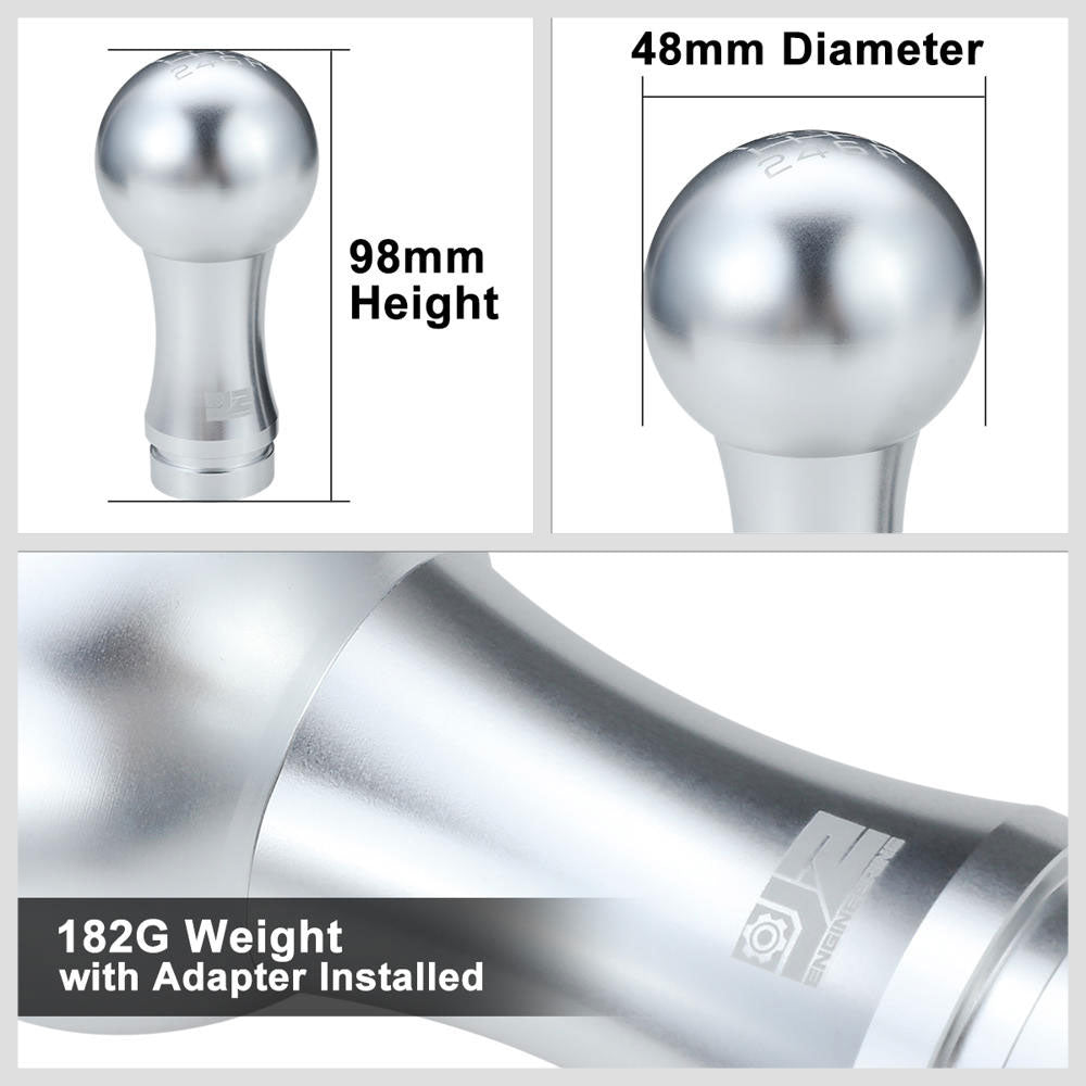 J2-SK-010-SL J2 Silver (Ball Teardrop 2-Piece) For 6-Speed MT Shift Knob (M8/M10/M12 Adapter)