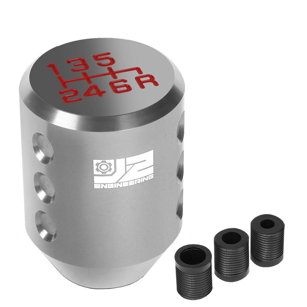 J2-SK-011-SL J2 Silver Cylindrical Recessed Hole Indents For 6-Speed MT Shift Knob (3Adapter)
