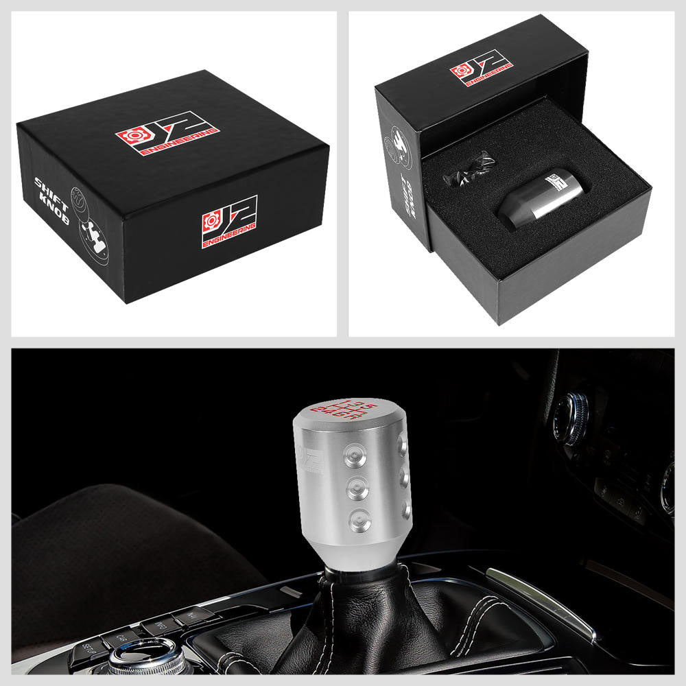 J2-SK-011-SL J2 Silver Cylindrical Recessed Hole Indents For 6-Speed MT Shift Knob (3Adapter)