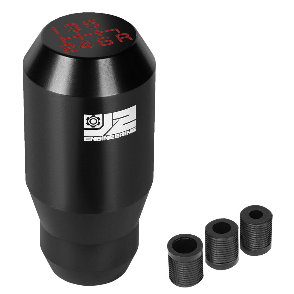 J2-SK-012-BK J2 Black (Cylindrical Tapered Top/Bottom) For 6-Speed MT Shift Knob (3 Adapter)