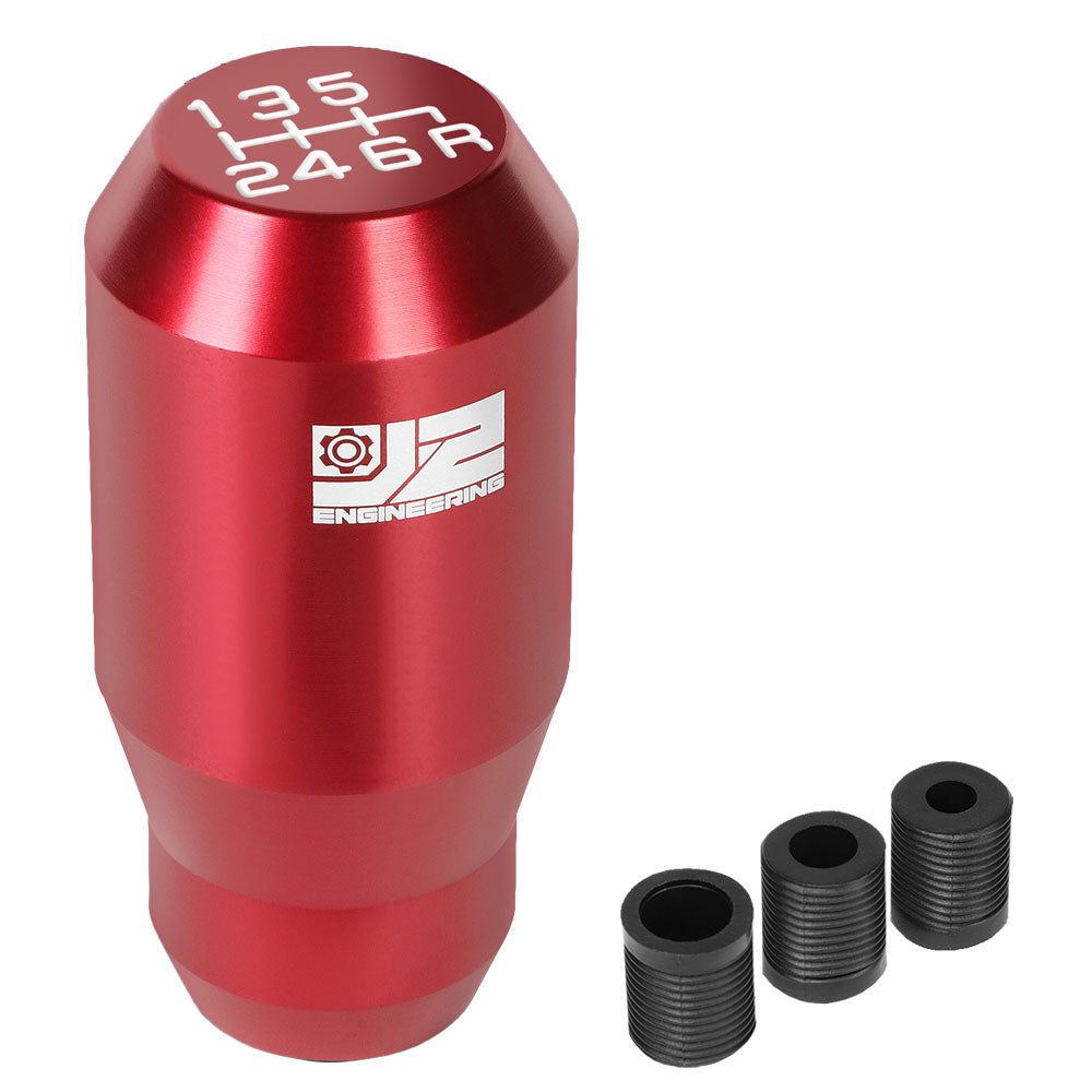 J2-SK-012-RD J2 Red (Cylindrical Tapered Top/Bottom) For 6-Speed MT Shift Knob (3 Adapter)