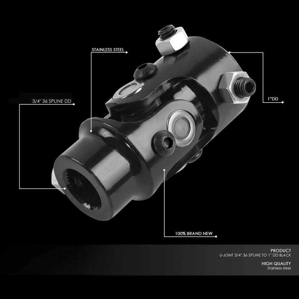BFC-STUJOINT-054 3/4" 36 Spline to 1" DD 40CR Steel Steering Shaft Column Single U-Joint