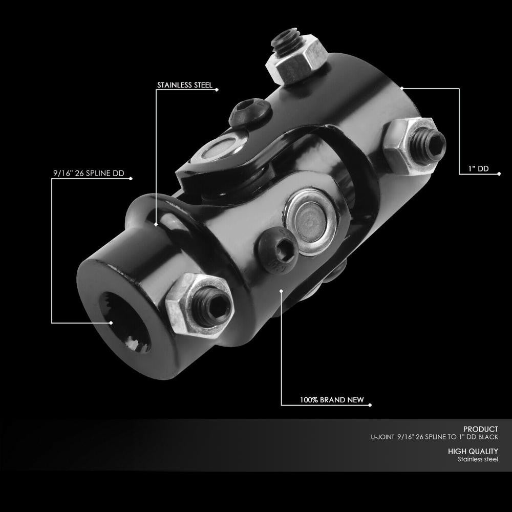 BFC-STUJOINT-056 9/16" 26 Spline to 1" DD 40CR Alloy Steel Steering Shaft Column Single U-Joint
