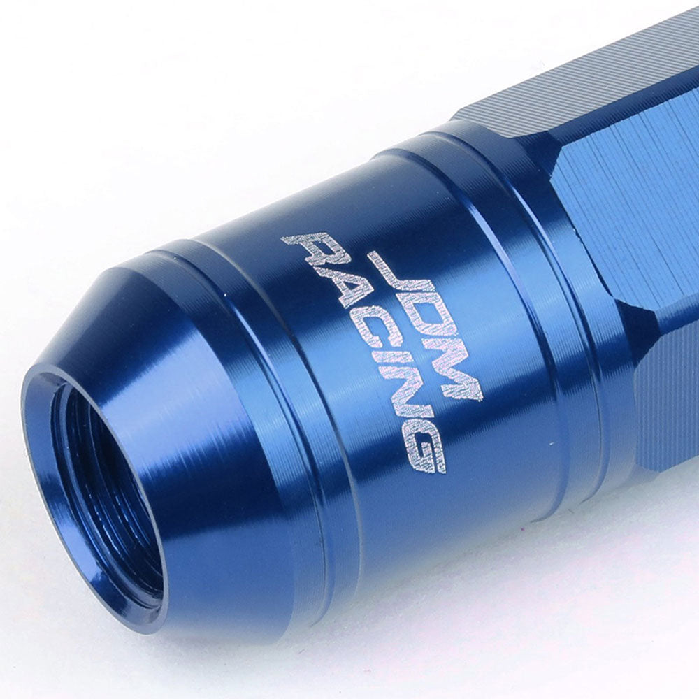 Blue Aluminum M12x1.5 Conical Open Knurl Acorn Tuner 16x Lug Nuts+4 Lock Nuts-Accessories-BuildFastCar