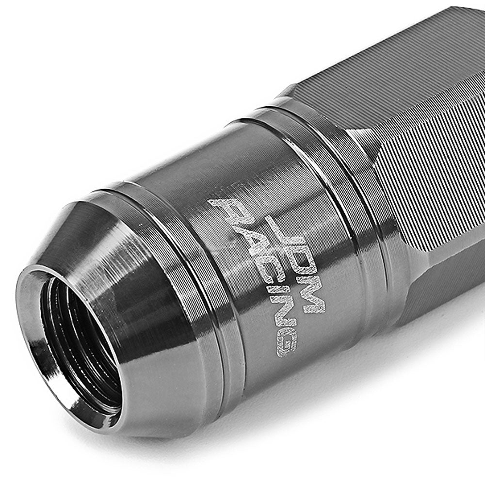 Gunmetal Aluminum M12x1.50 Open Knurl End Acorn Tuner 16x Lug Nuts+4 Lock Nuts-Accessories-BuildFastCar