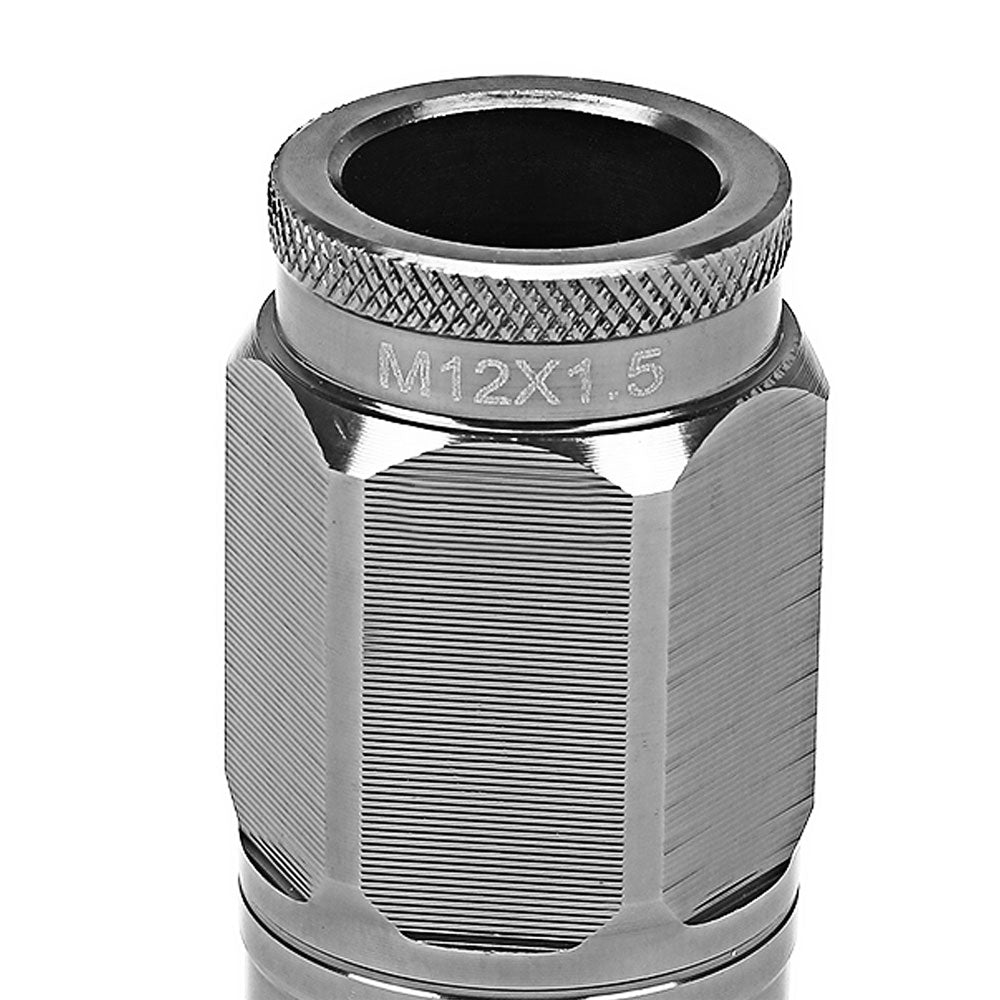 Gunmetal Aluminum M12x1.50 Open Knurl End Acorn Tuner 16x Lug Nuts+4 Lock Nuts-Accessories-BuildFastCar