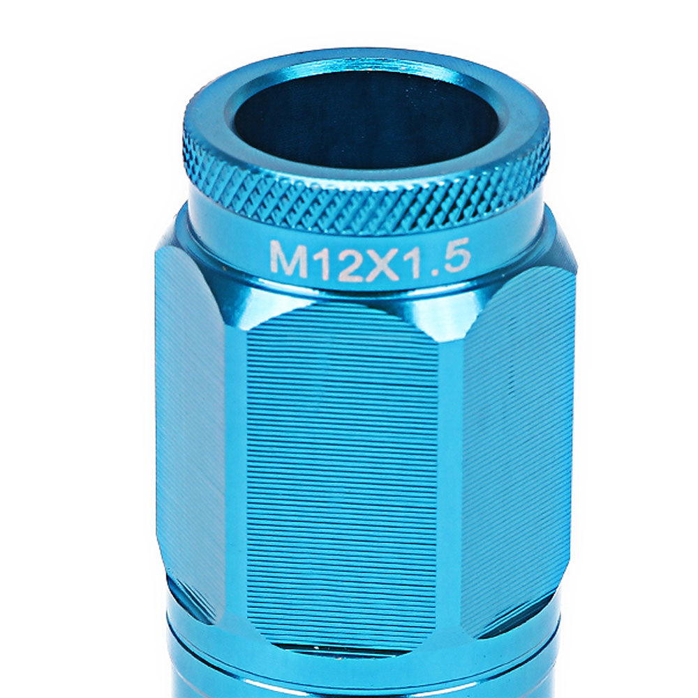 Light Blue M12x1.5 Conical Open Knurl End Acorn Tuner 16x Lug Nuts+4 Lock Nuts-Accessories-BuildFastCar