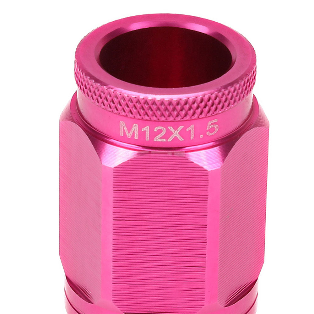 Pink Aluminum M12x1.5 Conical Open Knurl Acorn Tuner 16x Lug Nuts+4 Lock Nuts-Accessories-BuildFastCar