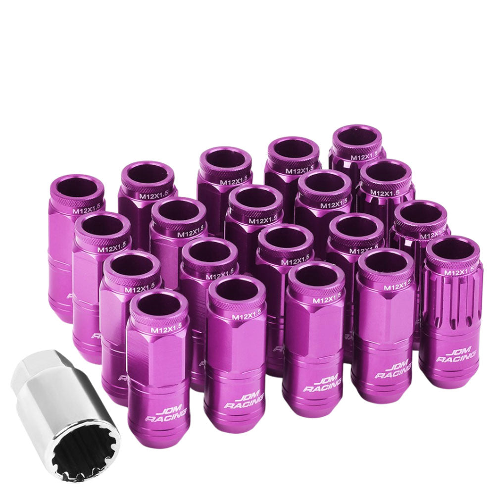 Purple Aluminum M12x1.5 Conical Open Knurl Acorn Tuner 16x Lug Nuts+4 Lock Nuts-Accessories-BuildFastCar