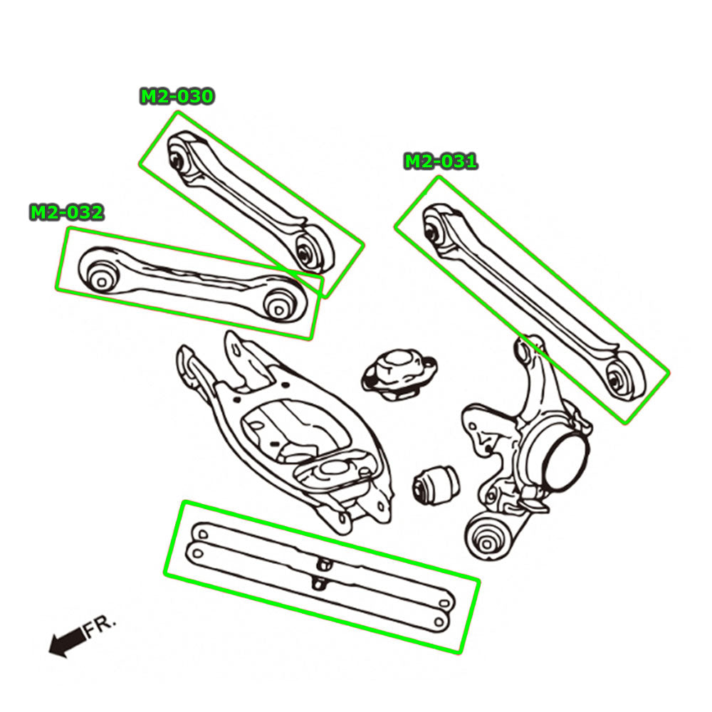 Manzo USA M2-030 Rear Powdercoated Camber Kit Arm For 06-11 BMW 3-Series RWD E90/E92/E93