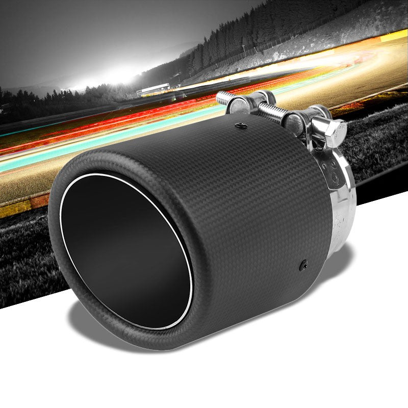 BFC-MUFT-CB-TY04 2.5"Pipe/3.125"Tip/4"OD Clamp-On Carbon Filber Pattern Exhaust Muffler End Tip