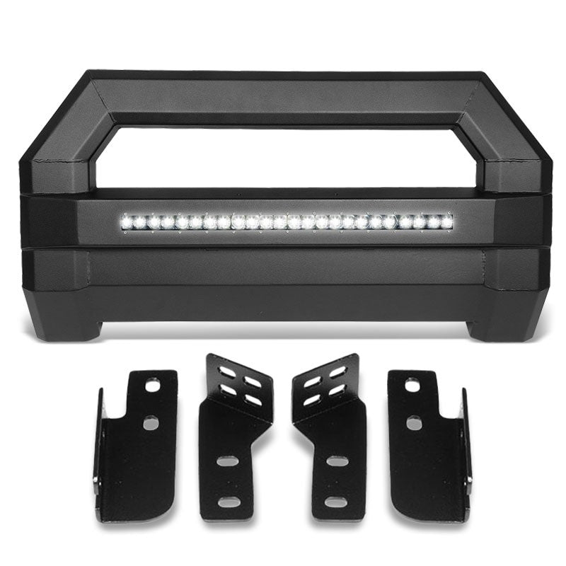 Square Textured Bull Bar Grill Guard+License Bracket+LED Bar For 04-18 F-150