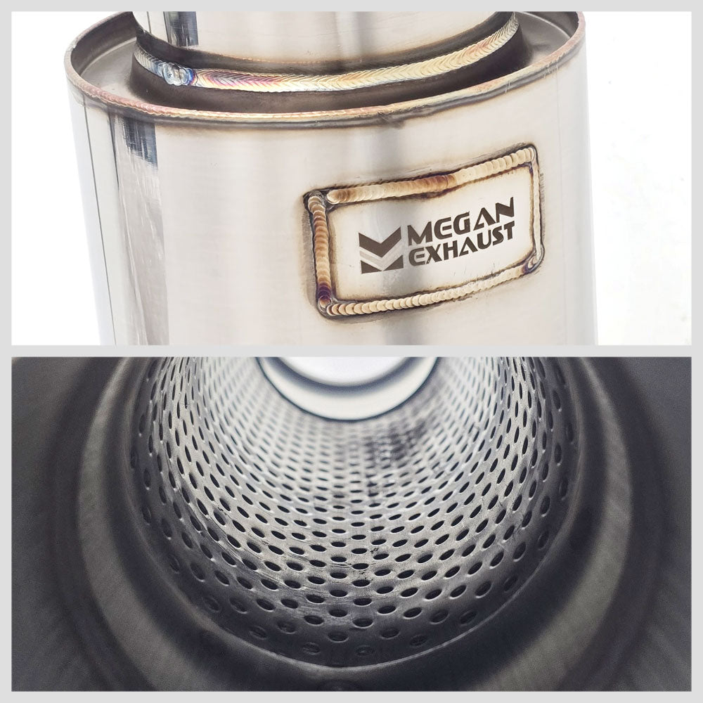 MR-MU-SPV25 Megan 2.5" Inlet Weld On Universal Exhaust Muffler 4" Inward In-Rolled Tip