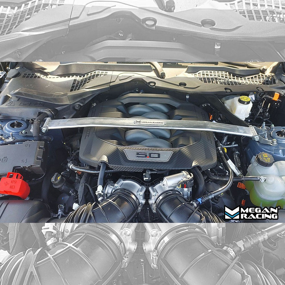 MR-SB-FM15V2FU-1P Megan Front Upper V2 Strut Tower Bar 56mm For 15-23/24+ Mustang L4 V8 S550 S650