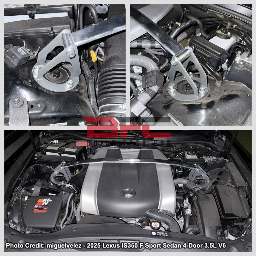 Megan Front Upper Race Tower Brace Strut Bar install on 2025 Lexus IS350 MR-SB-LI06FU-1P