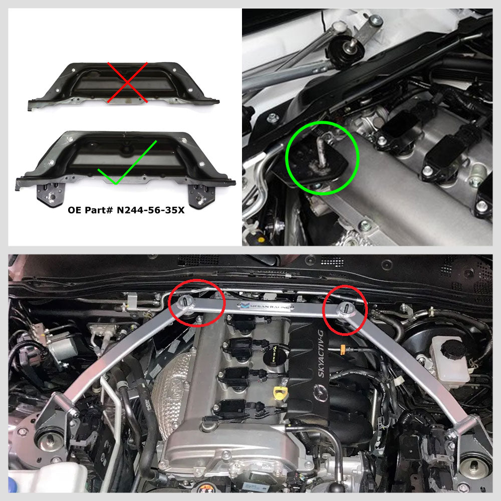 Megan Polish Front Upper Strut Bar Brace 16-17 Mazda MX-5 Miata ND MR-SB-MMX516FU-1P