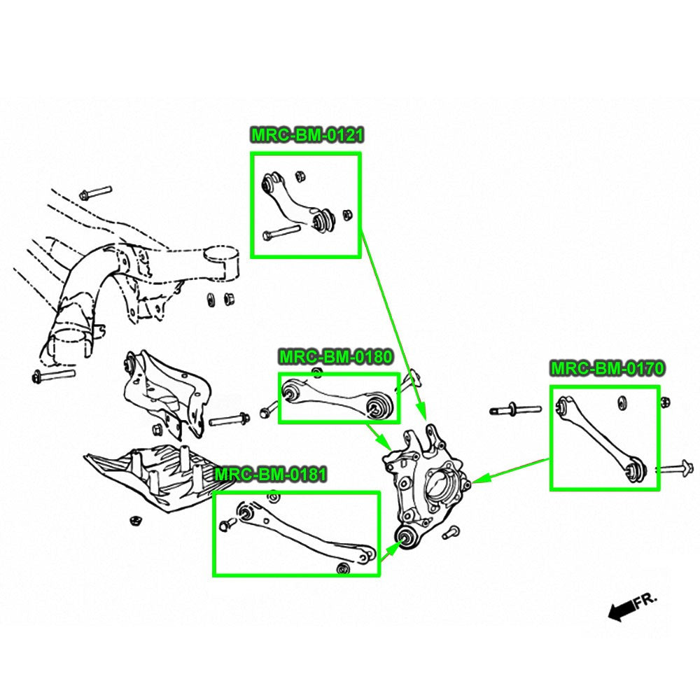 Megan Rear Camber+Trailing+Toe Arm MRC-BM-0121 MRC-BM-0180 MRC-BM-0181 MRC-BM-0170 MRC-BM-0121+0180+0181+0170