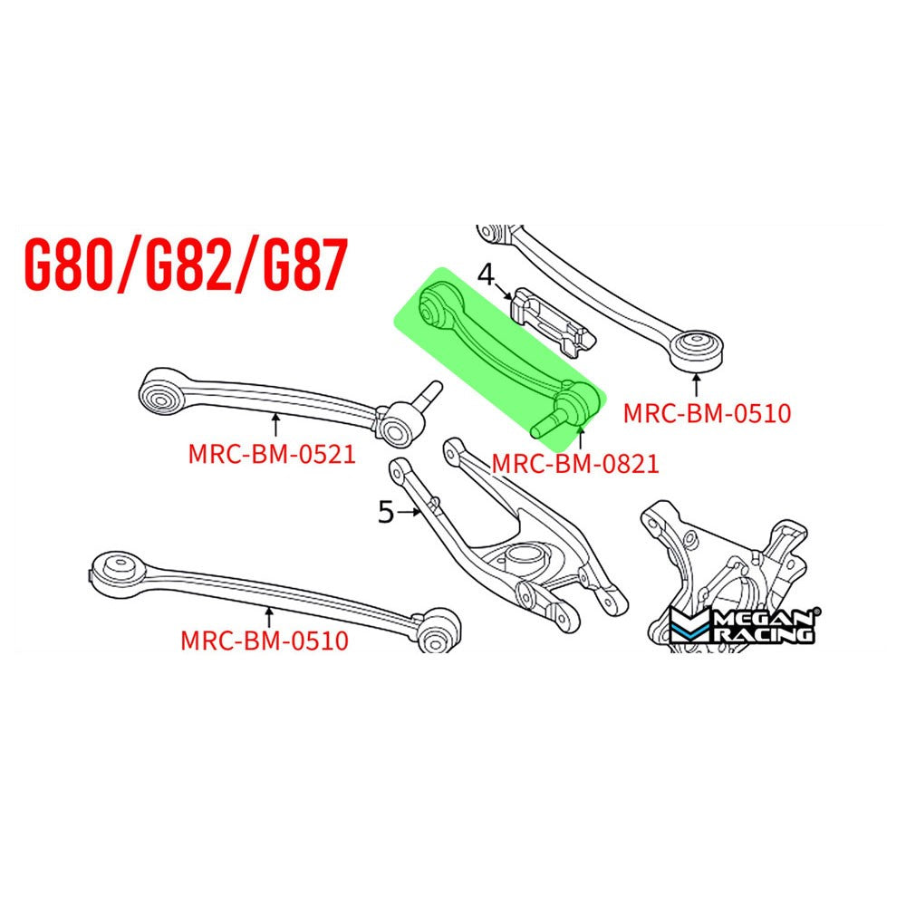 MRC-BM-0521_G8X Megan 2PCs Rear Upper (Rear) Camber Arm For BMW M2/M3/M4 G87 G80 G81 G82 G83