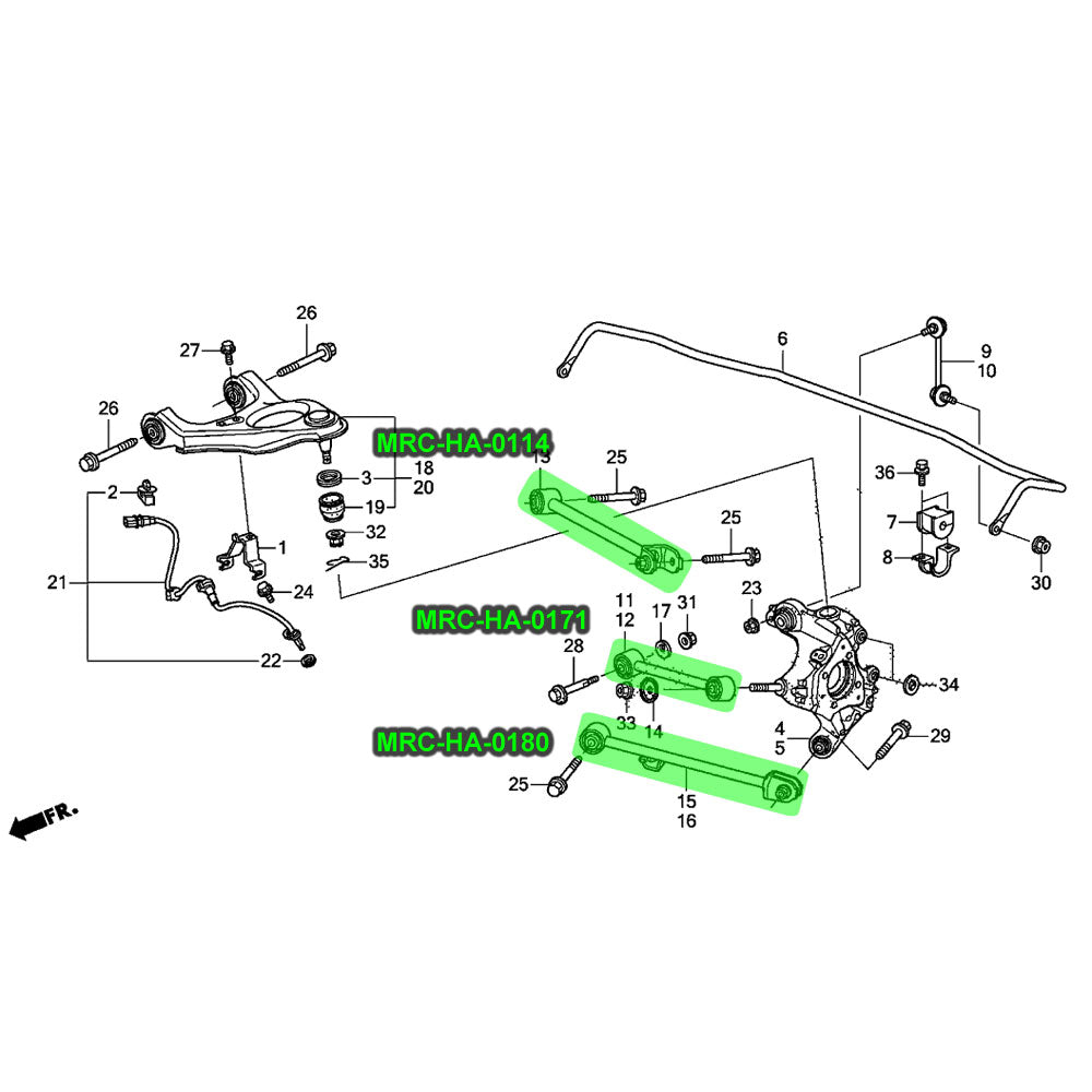Megan Rear Lower Camber Kit+Toe Arm+Traction Rod For 09-14 Acura TSX (CU2) / TL (UA8) / 08-17 Accord (CP1/2/3, CR/CT)