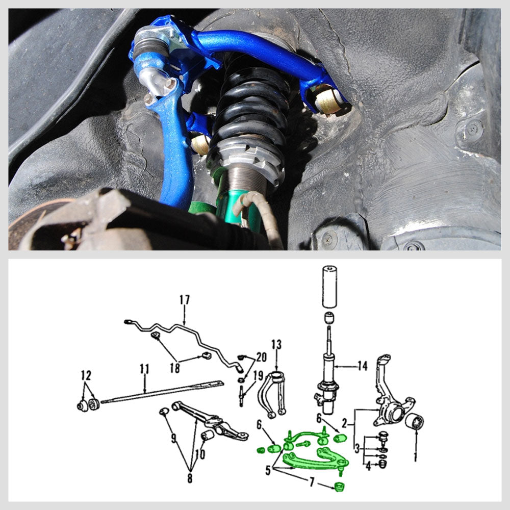 Megan Racing Blue Front Upper Camber Kit For 90-93 Integra / 88-91 Civic MRS-AC-0310