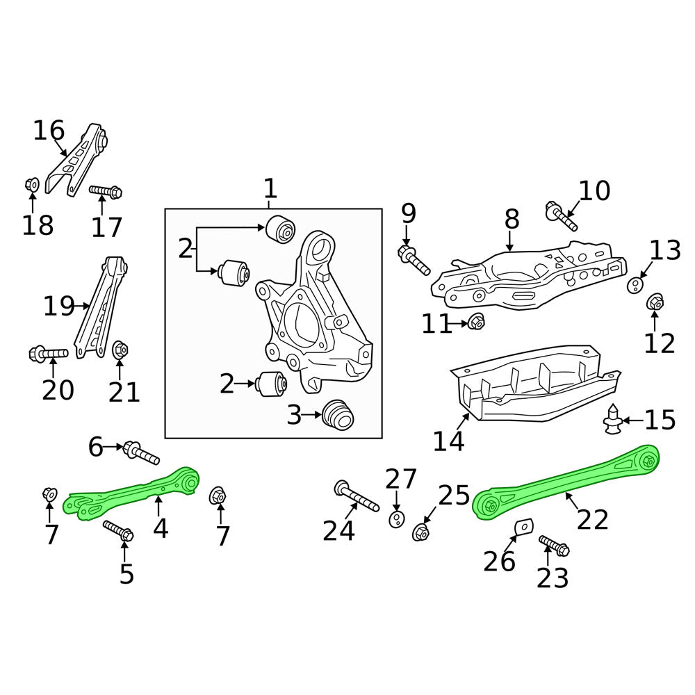 Megan 4x Bue Rear Camber & Toe Control Arm Pillow Ball For 16-24 Chevrolet Camaro