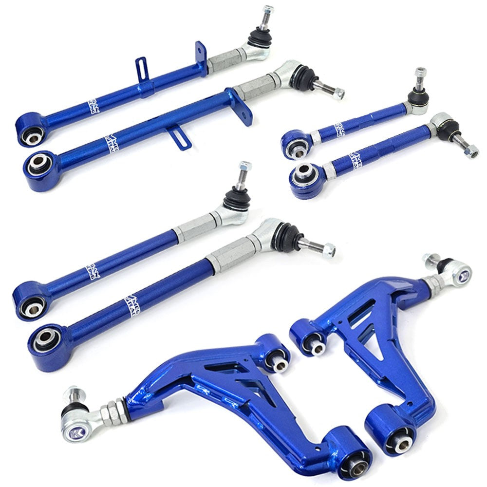 MRS-LX-0410+0427+0470+0480 Megan 8PCs Rear Camber+Toe Arm+Traction Rods (Pillow Ball) For 01-06 Lexus LS430