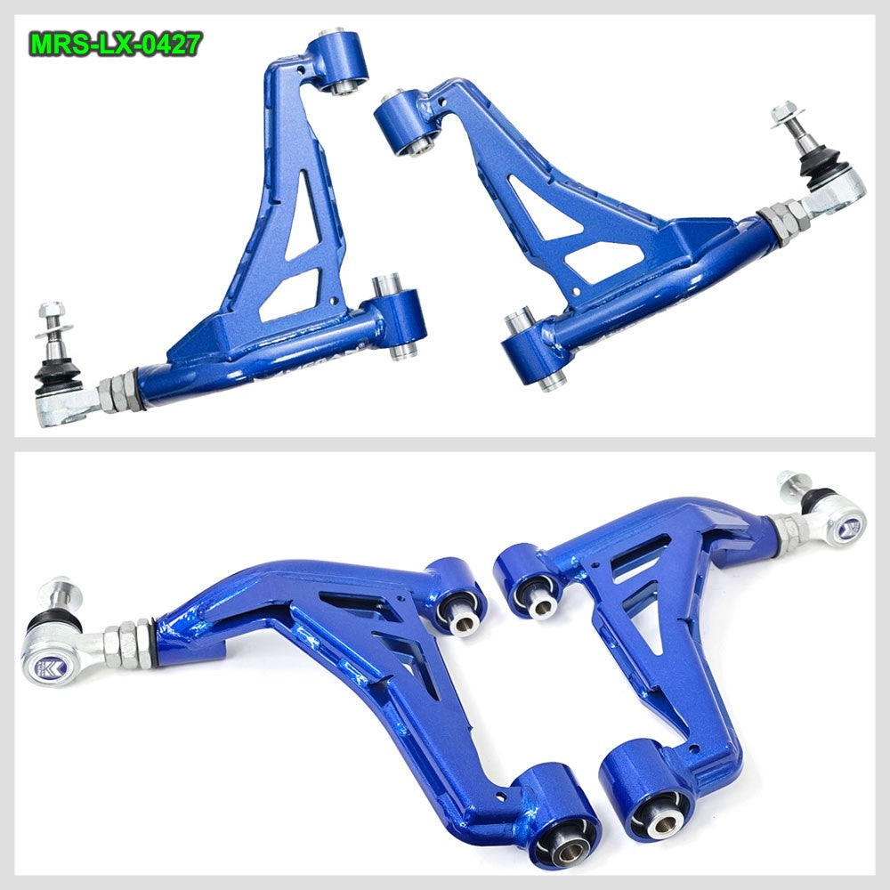 MRS-LX-0410+0427+0470+0480 Megan 8PCs Rear Camber+Toe Arm+Traction Rods (Pillow Ball) For 01-06 Lexus LS430