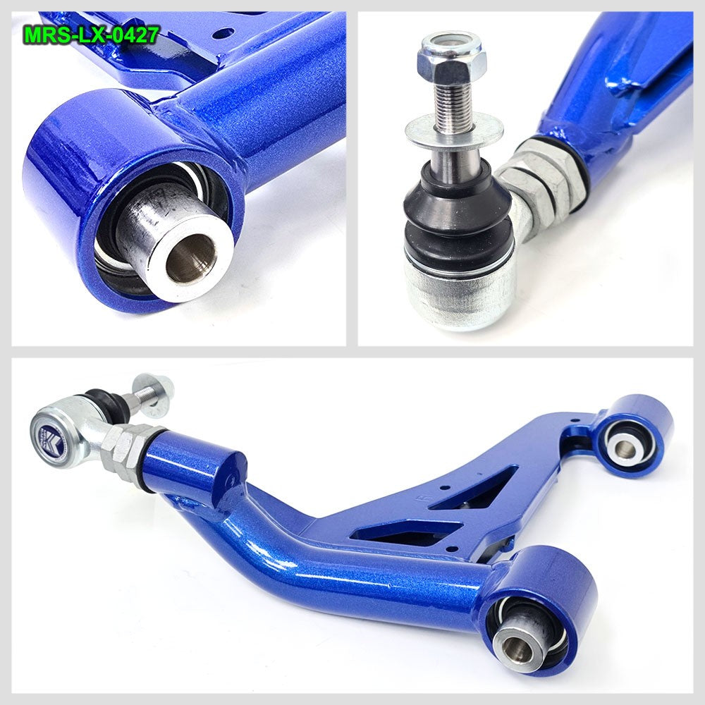 MRS-LX-0410+0427+0470+0480 Megan 8PCs Rear Camber+Toe Arm+Traction Rods (Pillow Ball) For 01-06 Lexus LS430