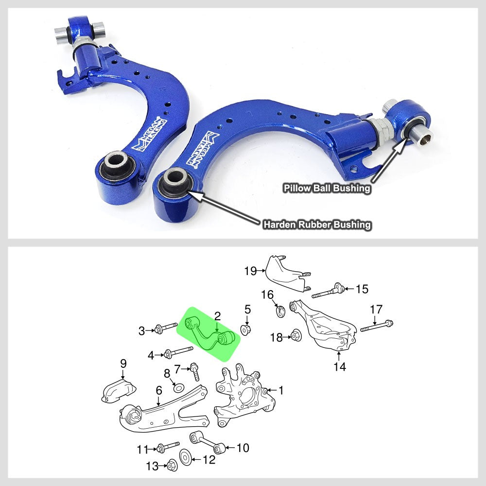 MRS-LX-1621 Megan 2PC Rear Upper Camber Arm Kit For 16-22 RX350 RX350L RX450h RX450hL AL20
