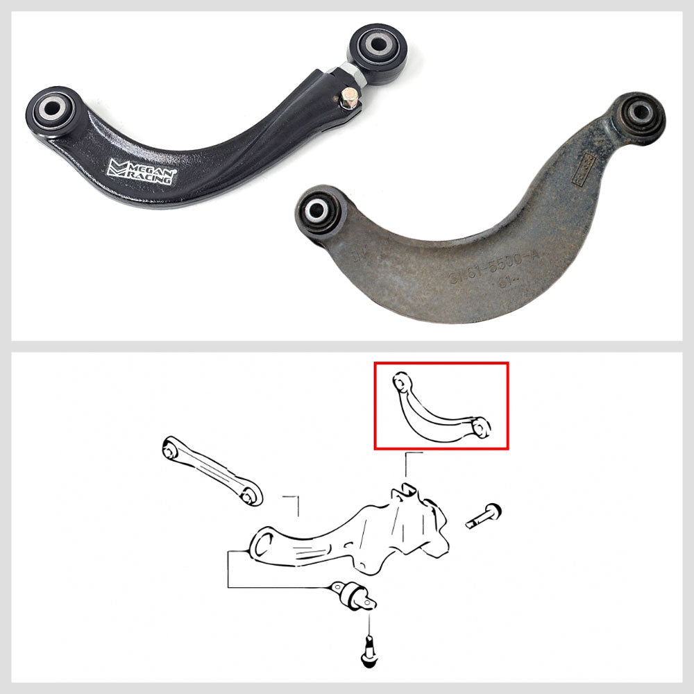 Megan MRS-MZ-0210 Black Rear/Upper Camber Control Arms For 13-17 Ford Focus ST HB