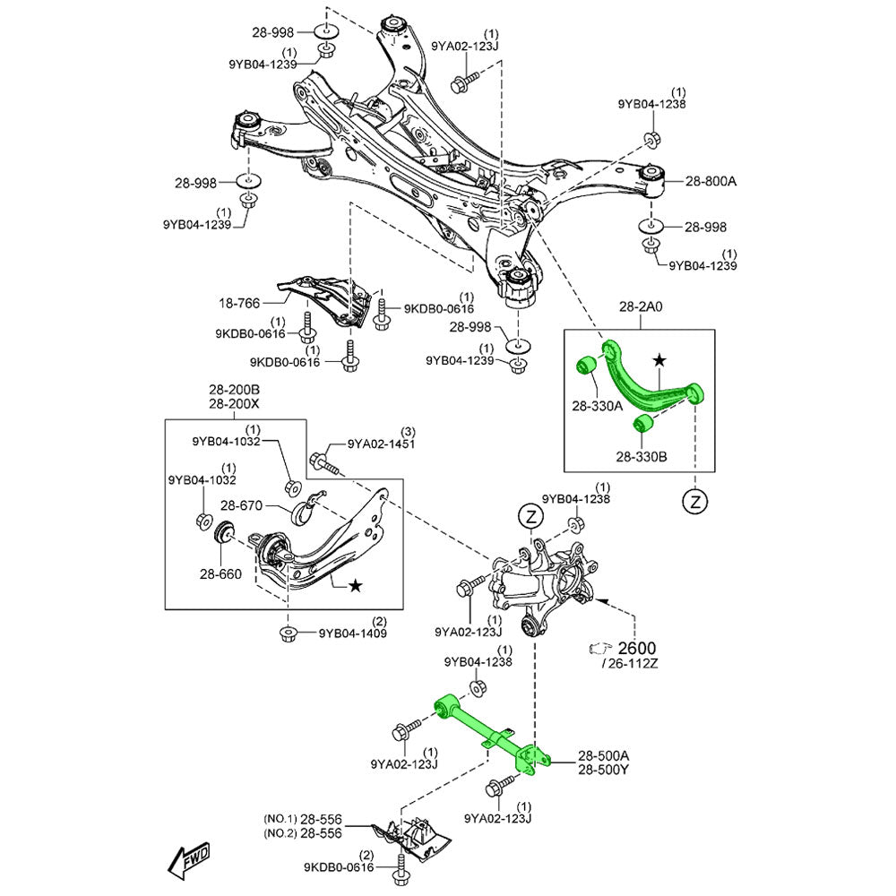 Megan Rear Camber & Toe Control Arm Kit For 14-18 Mazda 3 BM / 13-21 Mazda 6 GJ GL