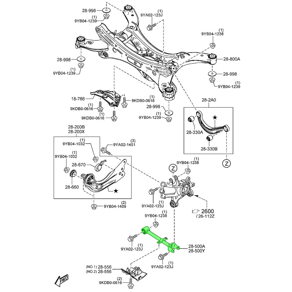 Megan Rear Toe Control Arm For 14-18 Mazda 3 BM / 13-21 Mazda 6 GJ GL